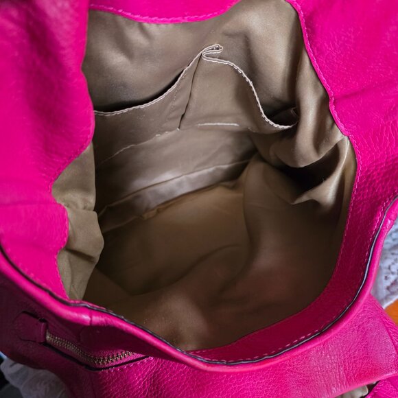 COACH Madison Phoebe 3 Section Shoulder Bag Tumbled Hot Pink Leather - Picture 12 of 16